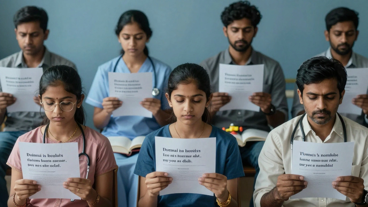 People in Delhi, Toronto, and Mumbai quietly reflecting on Gandhi's words.