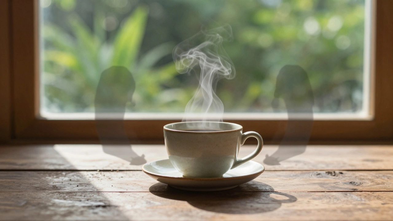 Coffee cup on table symbolizing mindfulness