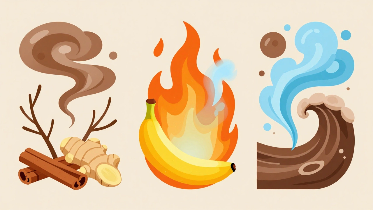 Illustration of Ayurvedic Doshas and how bananas affect Kapha and Vata balance