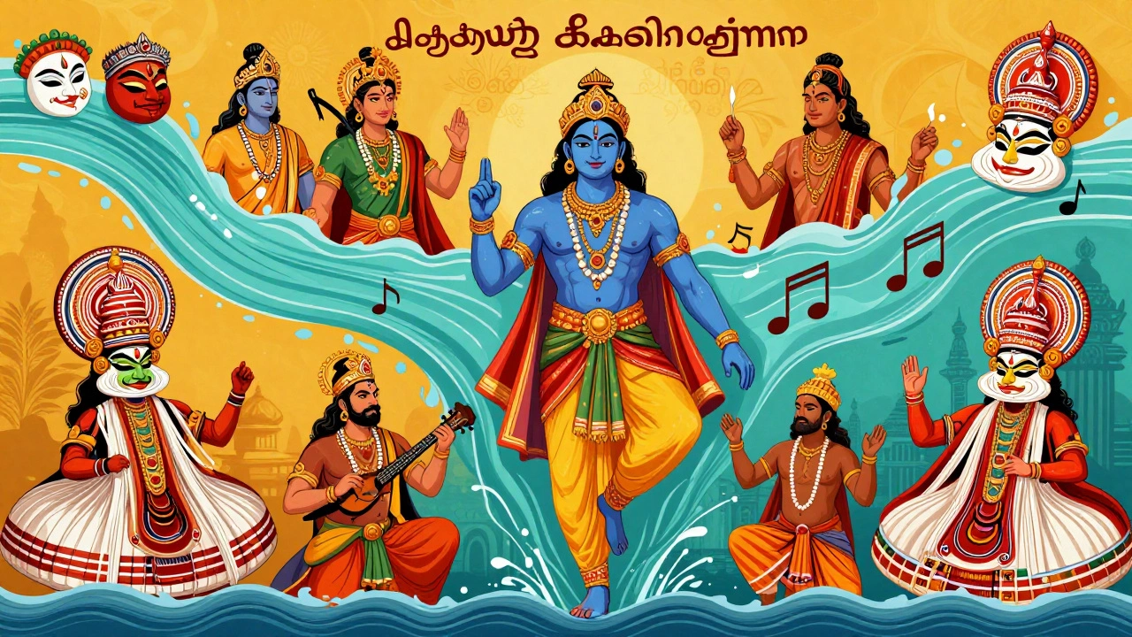Artistic representation of Ramayana's regional variations across India