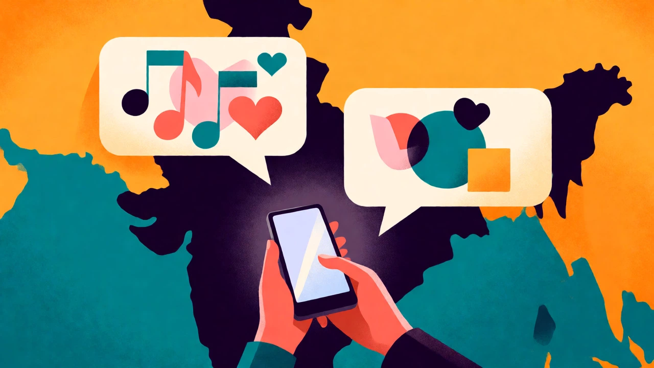 Conceptual art of romantic Hindi phrases and digital connection