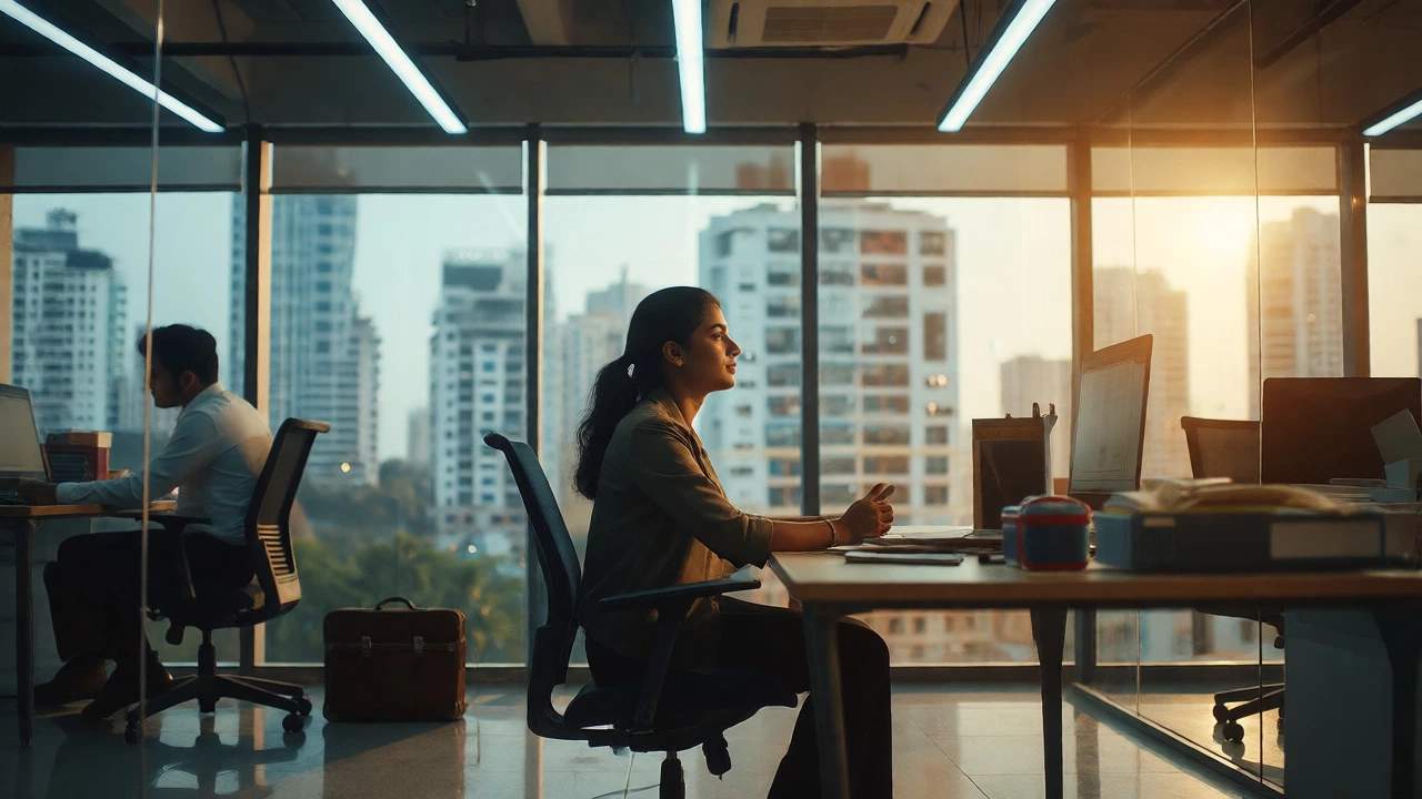 Modern Indian professionals working in a corporate office, symbolizing urban change